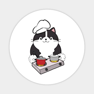 Funny fat cat is a chef Magnet